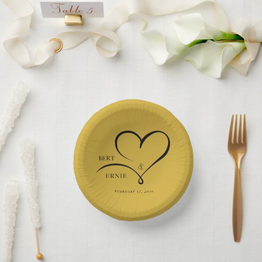 Custom Text Wedding 7" Paper Bowl Square Keepsake ペーパーボウル (ウェディング)