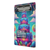 Custom Text Whimsical Candy Cake Illustration ミニクリップボード (アングル2)