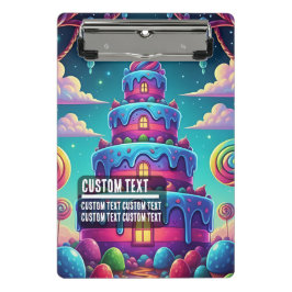 Custom Text Whimsical Candy Cake Illustration ミニクリップボード