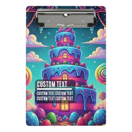 Custom Text Whimsical Candy Cake Illustration ミニクリップボード (正面)