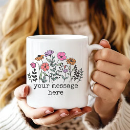Custom Text Wildflower Mug Gift for Her or Mom コーヒーマグカップ