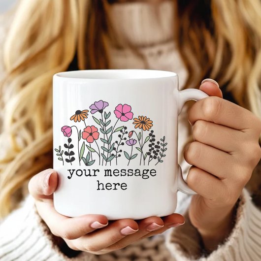 Custom Text Wildflower Mug Gift for Her or Mom コーヒーマグカップ