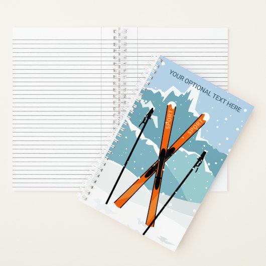 Custom Text Winter Skiing ノートブック (内側)