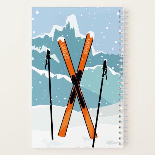 Custom Text Winter Skiing ノートブック (裏面)