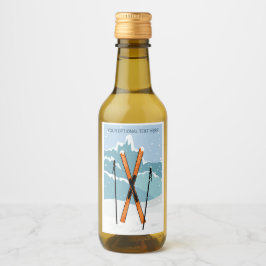 Custom Text Winter Skiing ワインラベル