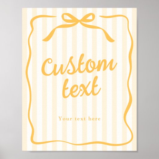 Custom Text Yellow Stripes Table Sign ポスター (正面)
