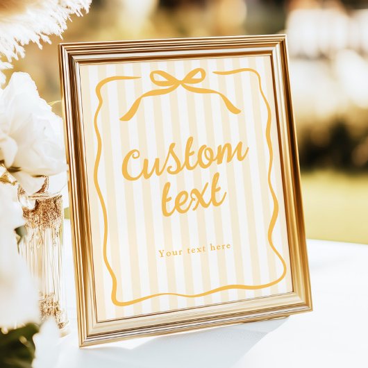 Custom Text Yellow Stripes Table Sign ポスター