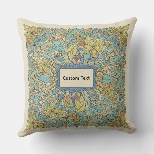 Custom Text Zentangle Mandala Pillow クッション (裏面)