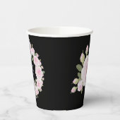 Custom Texts Pink Rose Wreath Paper Cup Graduation 紙コップ (左)