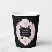 Custom Texts Pink Rose Wreath Paper Cup Graduation 紙コップ (正面)