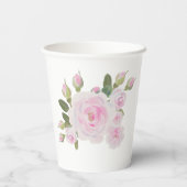 Custom Texts, Pink Roses Wreath Paper Cups Party 紙コップ (裏面)