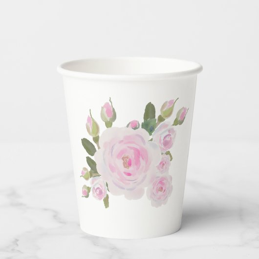 Custom Texts, Pink Roses Wreath Paper Cups Party 紙コップ (裏面)