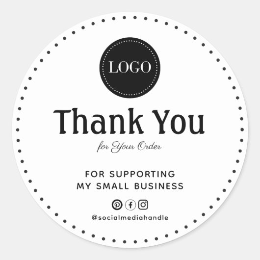 Custom Thank You For Supporting My Small Business ラウンドシール (正面)
