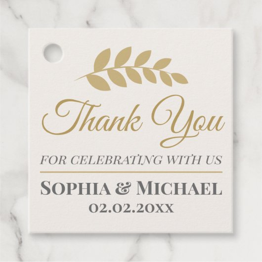 Custom Thank You for Wedding Elegant Template フェイバータグ (正面)