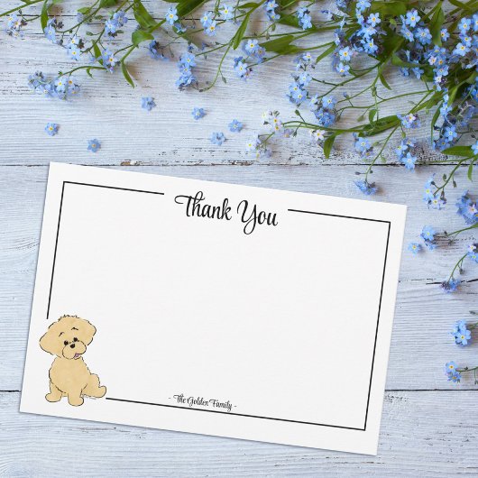 Custom Thank You Goldendoodle Puppy Note Card サンキューカード
