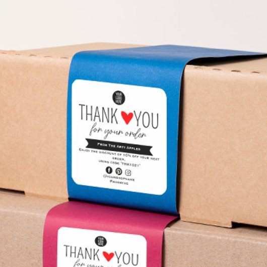 Custom Thank You Sticker With Logo & Offer スクエアシール