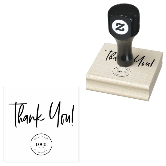 Custom Thank You with Small Business Logo ラバースタンプ (押印)