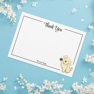 Custom Thank You Yellow Lab Puppy Note Card サンキューカード