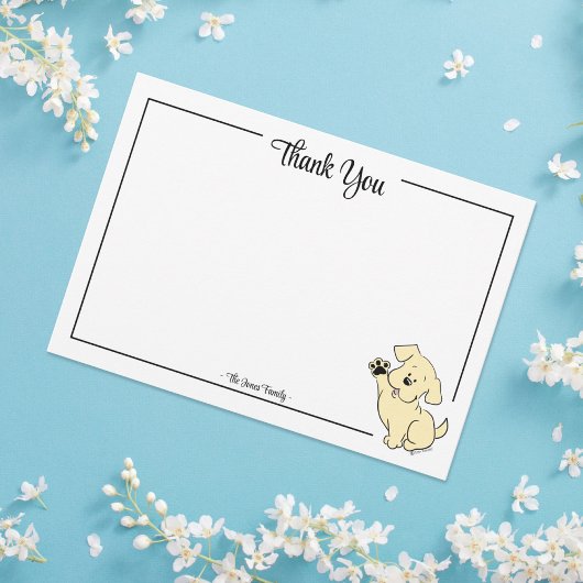 Custom Thank You Yellow Lab Puppy Note Card サンキューカード