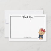 Custom Thank You Yorkie Bow Cute Dog Note Card サンキューカード (正面)