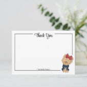 Custom Thank You Yorkie Bow Cute Dog Note Card サンキューカード (スタンド正面)