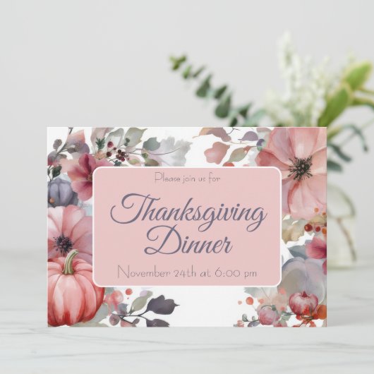 Custom Thanksgiving Dinner Pumpkin Invitation 招待状 (スタンド正面)