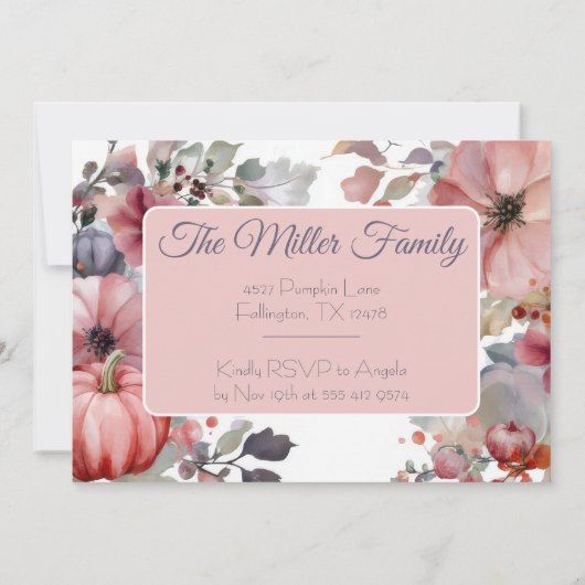 Custom Thanksgiving Dinner Pumpkin Invitation 招待状 (裏面)