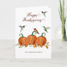 Custom Thanksgiving Hummingbirds and Pumpkins シーズンカード