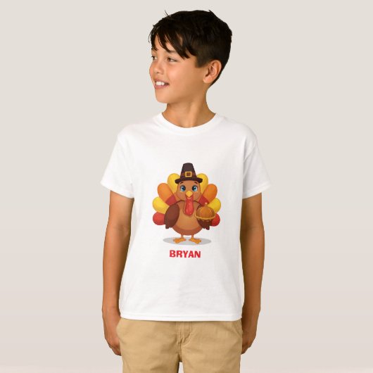 Custom Thanksgiving Turkey Kids Tシャツ (正面フル)