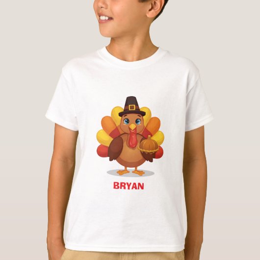 Custom Thanksgiving Turkey Kids Tシャツ (正面)