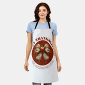 Custom Thanksgiving white &brown elegant Pumpkins エプロン (着用した状態)