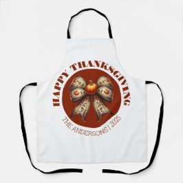 Custom Thanksgiving white &brown elegant Pumpkins エプロン