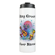 Custom Thermal Tumbler | Retro Octopus Name & Text
