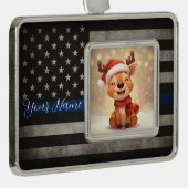 Custom Thin Blue Line Framed Ornament シルバープレートフレームオーナメント (右)