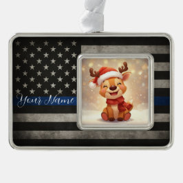Custom Thin Blue Line Framed Ornament シルバープレートフレームオーナメント