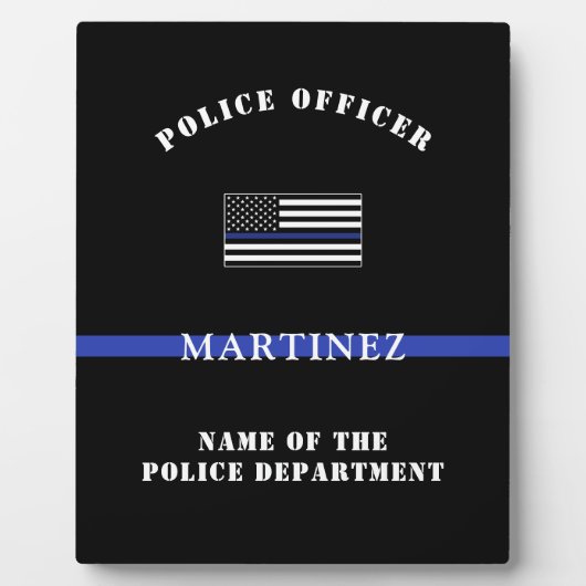 Custom Thin Blue Line Police Officer Appreciation フォトプラーク (正面)