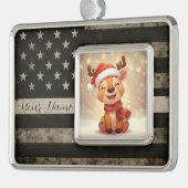 Custom Thin White Line Framed Ornament シルバープレートフレームオーナメント (左)