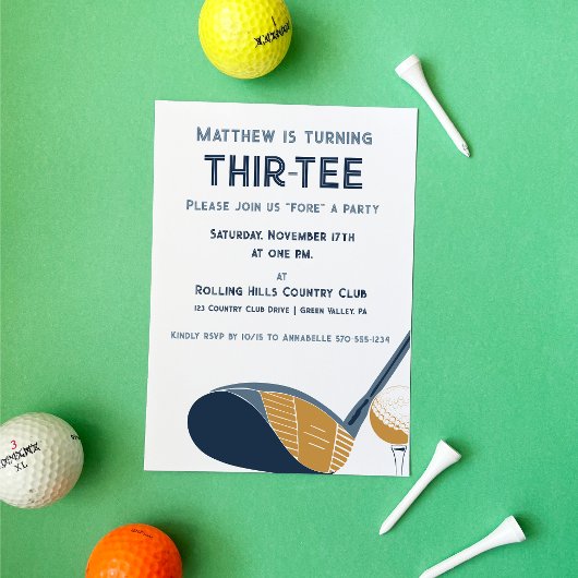 Custom Thir-Tee Par-Tee Golf Themed Birthday 招待状