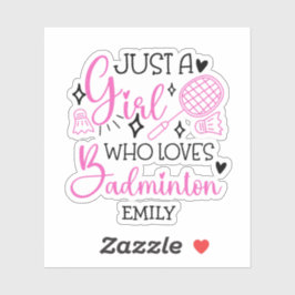 Custom This Girl Loves Badminton Girly Pink シール