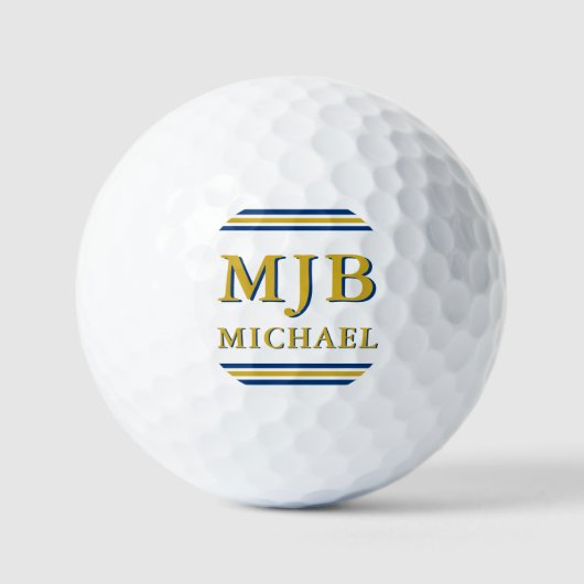 Custom Three Initial Monogram Golfer Personalized ゴルフボール (正面)