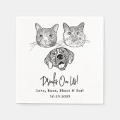 Custom Three Pet Cocktail Napkins Wedding スタンダードカクテルナプキン (正面)