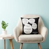 custom Throw Pillow 4 photo text template black クッション (椅子)