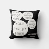 custom Throw Pillow 4 photo text template black クッション (正面)