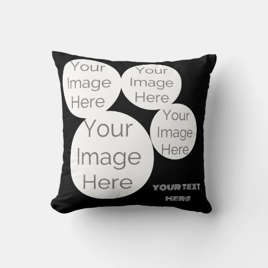 custom Throw Pillow 4 photo text template black クッション (正面)