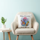 Custom Throw Pillow | Retro Octopus | Name & Text クッション (椅子)