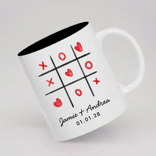 Custom Tic Tac Toe Mug Valentine Gift for Couple ツートーンマグカップ