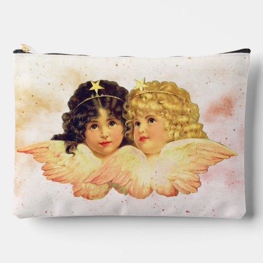 CUSTOM TOILETRY BAGS TWIN ANGELS WITH CLOUDS アクセサリーポーチ (正面)