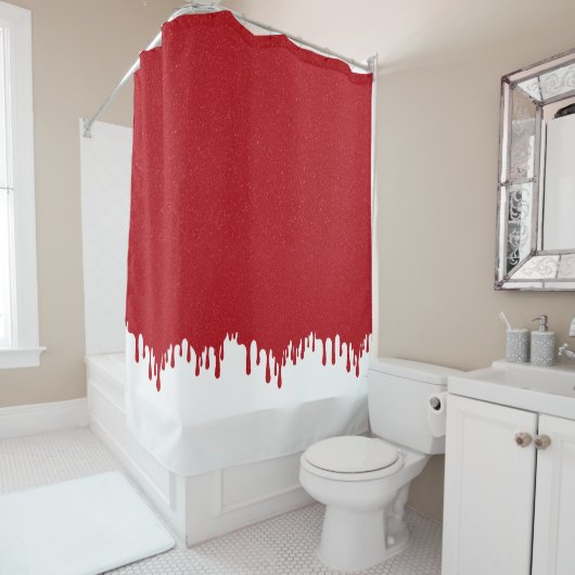 Custom Tomato Red Drip Gloss Shower Curtain シャワーカーテン (インサイチュ)