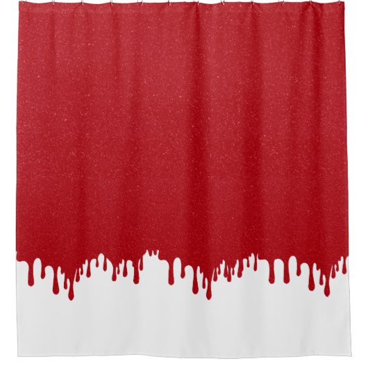 Custom Tomato Red Drip Gloss Shower Curtain シャワーカーテン (正面)