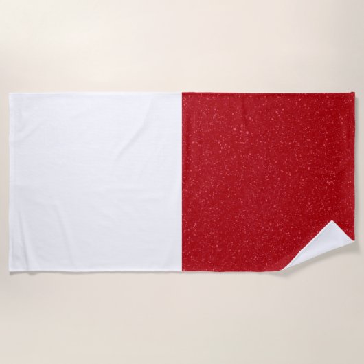 Custom Tomato Red & White Split Beach Towel ビーチタオル (正面)